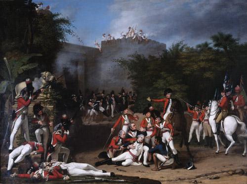 Robert Home The Death of Colonel Moorhouse at the Storming of the Pettah Gate of Bangalore oil painting picture
